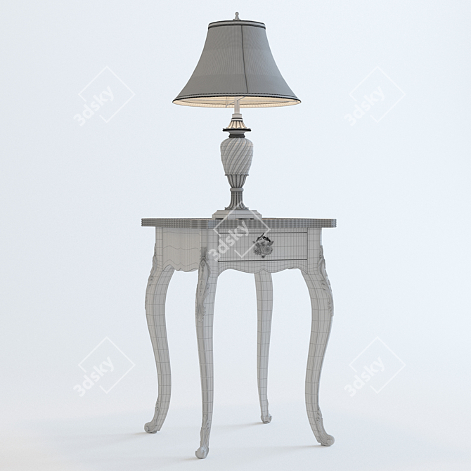 Eglomise Miraval End Table & Burj Table Lamp 3D model image 2