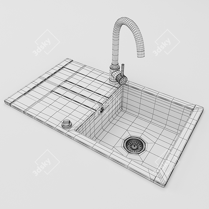 Stainless Steel Kitchen Sink 3D model image 3