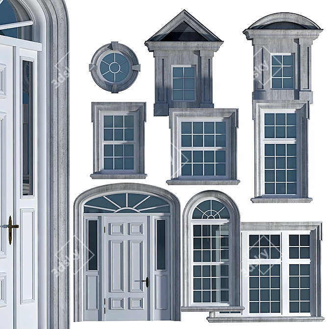 British Classic Window and Door Set 3D model image 4
