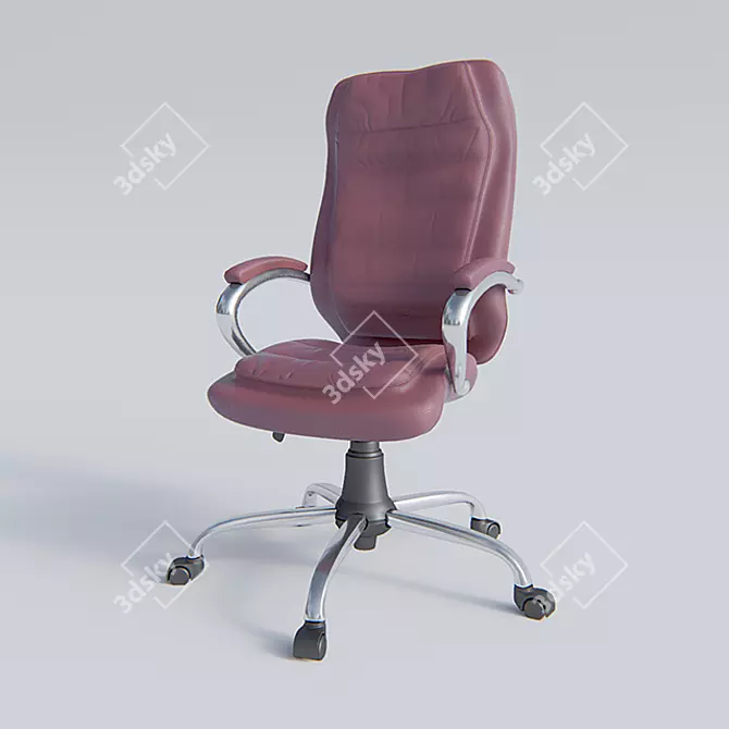 Elegant Leather Office Chair 3D model image 1