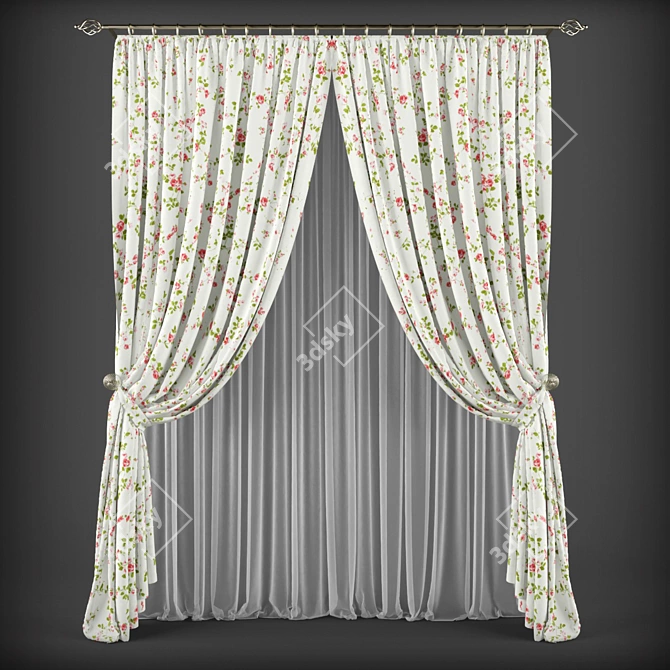 Charming Provence Curtains 3D model image 1