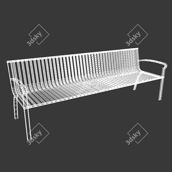 Urban Oasis Metal Bench 3D model image 2