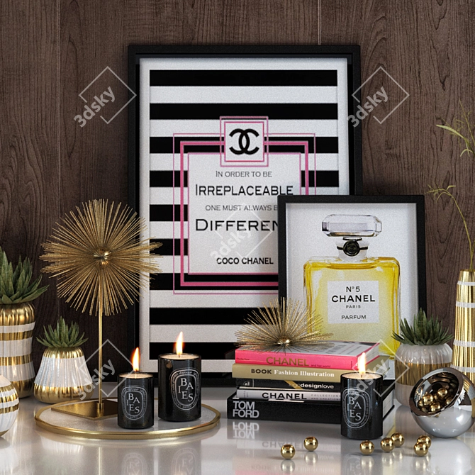 Chic Chanel Decorative Set 3D model image 2