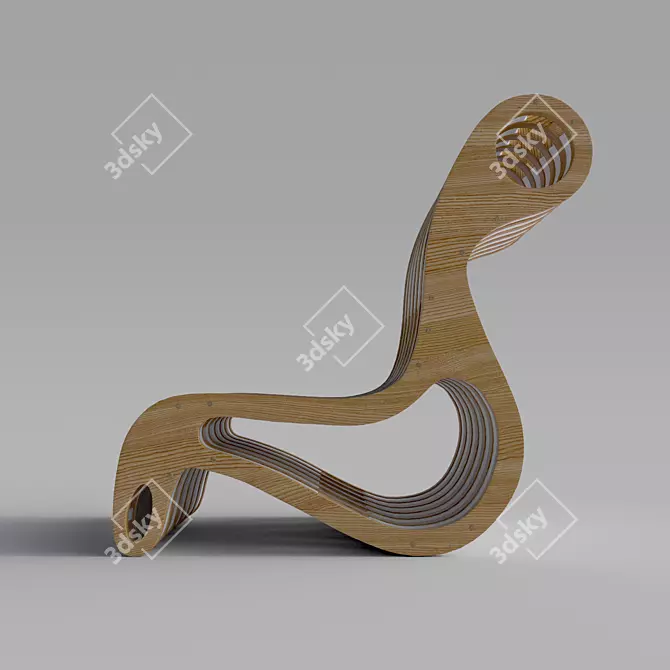 Wooden Armchair 3D model image 2