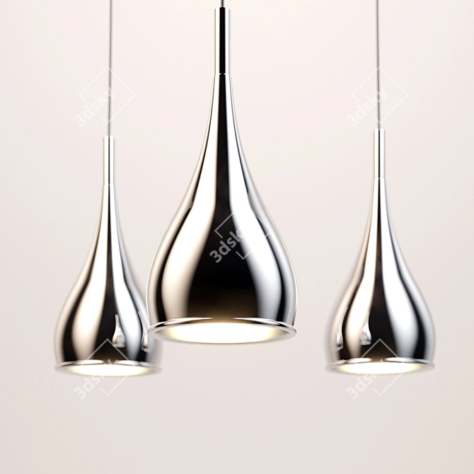 LuceSolara Chrome Pendant Lamp - Modern Italian Lighting 3D model image 1