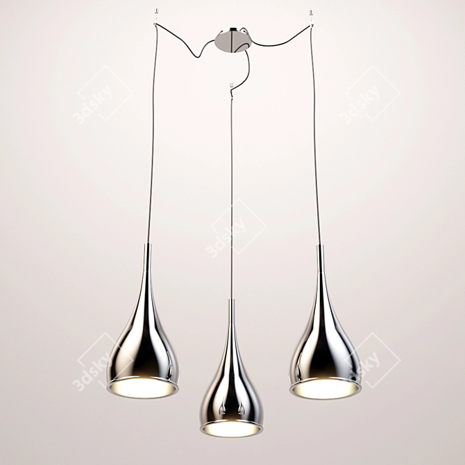 LuceSolara Chrome Pendant Lamp - Modern Italian Lighting 3D model image 2