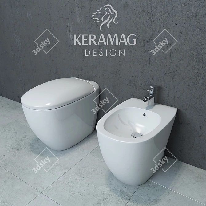 Keramag Citterio Squat Toilet & Bidet 3D model image 1