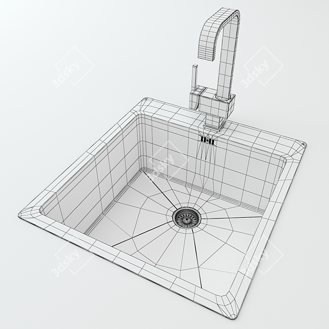 Shiny Chrome Kitchen Sink 3D model image 2