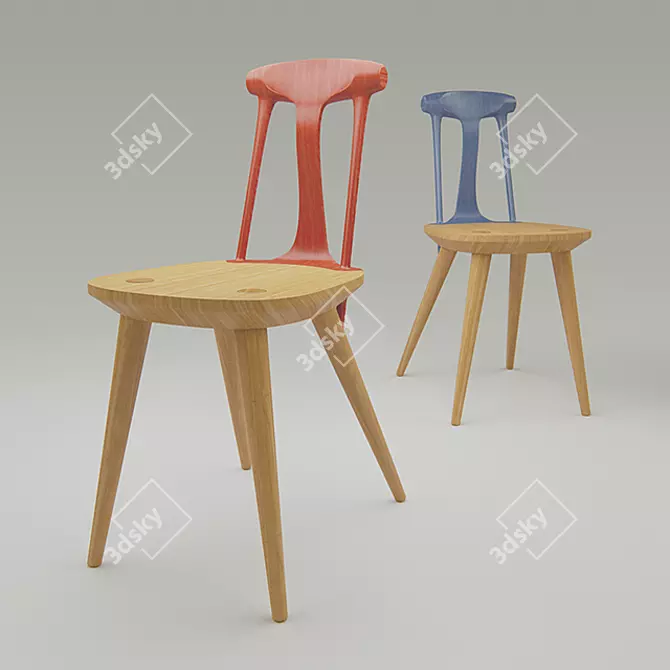 Rustic Wooden Chair 3D model image 1