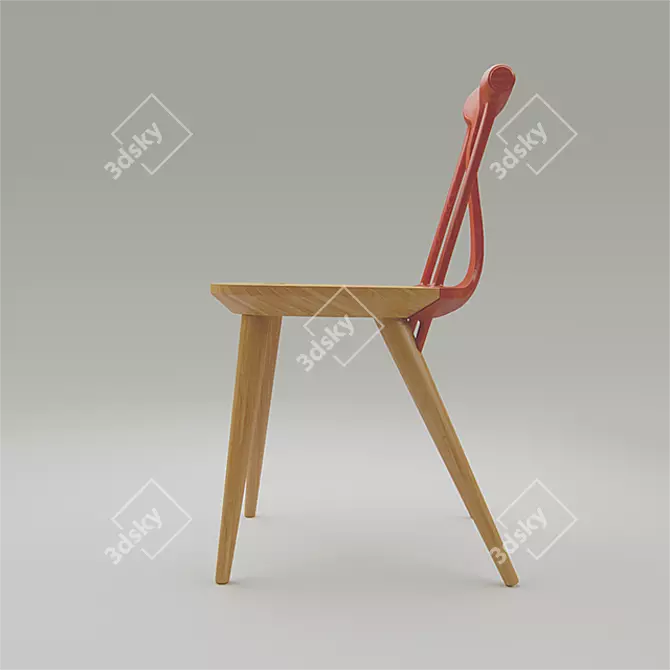 Rustic Wooden Chair 3D model image 2