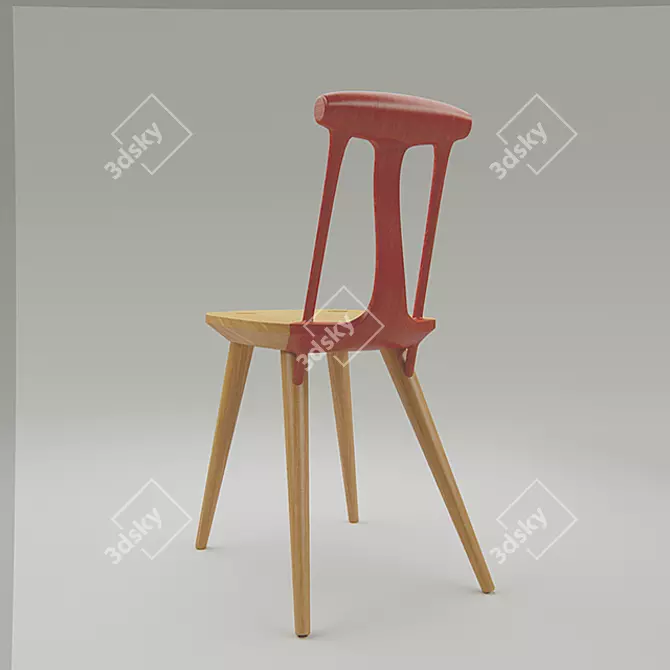 Rustic Wooden Chair 3D model image 3