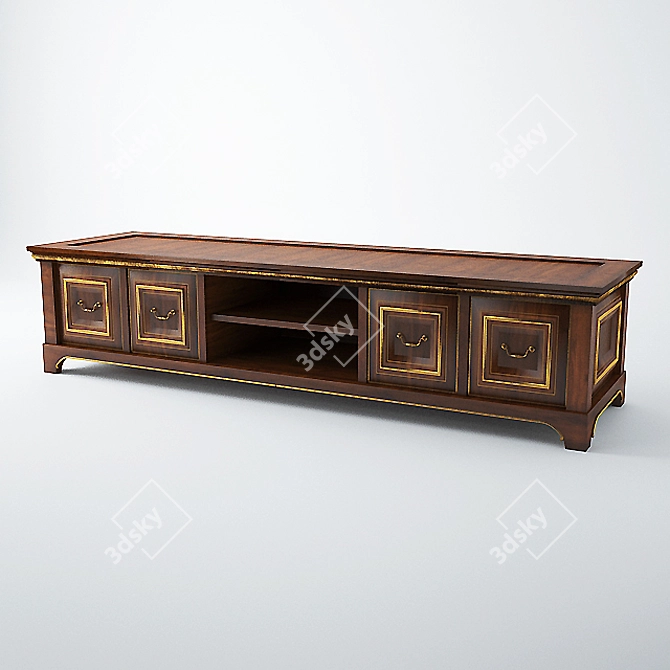 Elegant Walnut TV Stand 3D model image 2