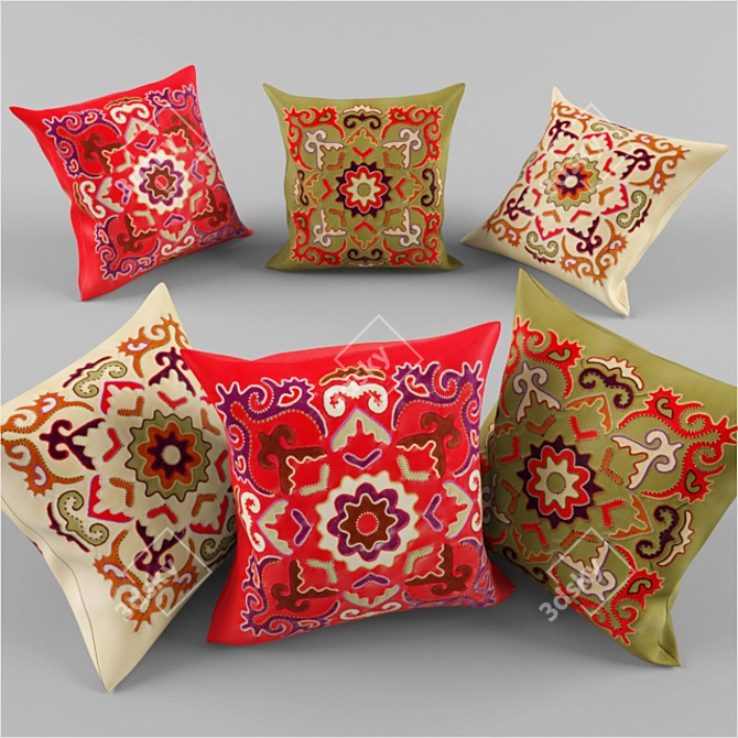 Handcrafted Sahtian Leather Pillows 3D model image 1