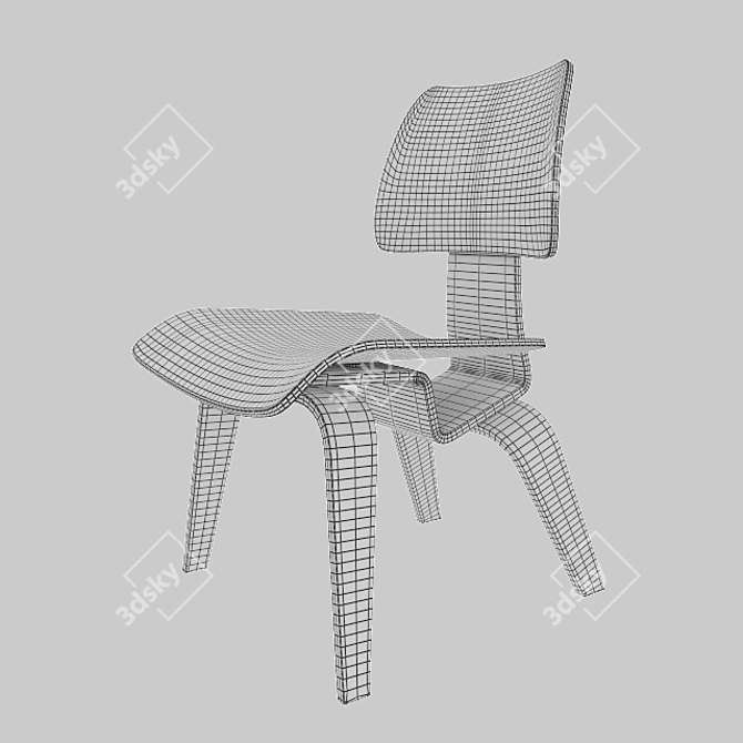 Vintage Eames DCW Chair 3D model image 3