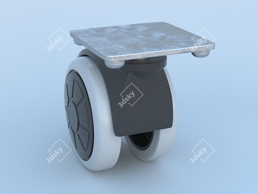 Sleek 50mm Furniture Wheel 3D model image 2