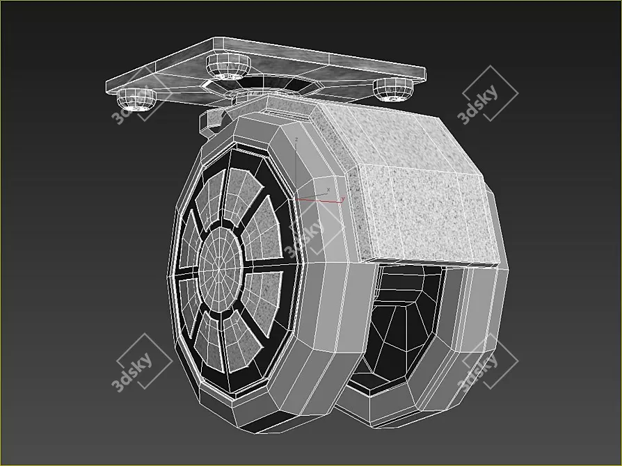 Sleek 50mm Furniture Wheel 3D model image 3