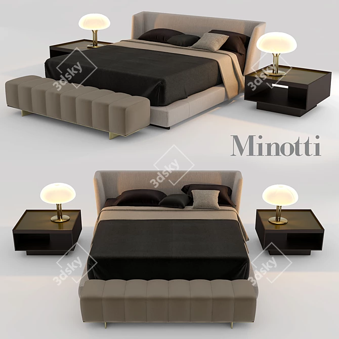 Minotti Creed Bed 3D model image 1