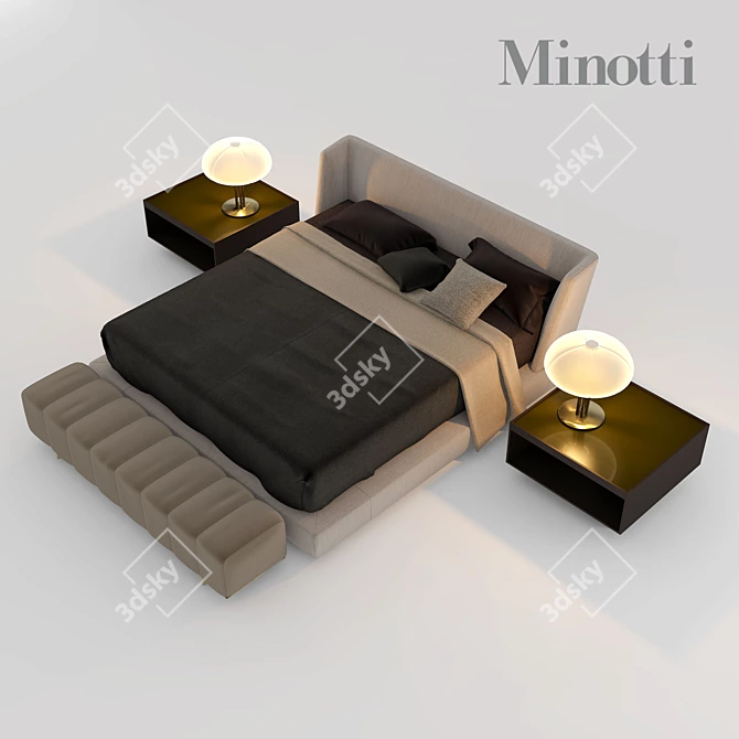 Minotti Creed Bed 3D model image 2