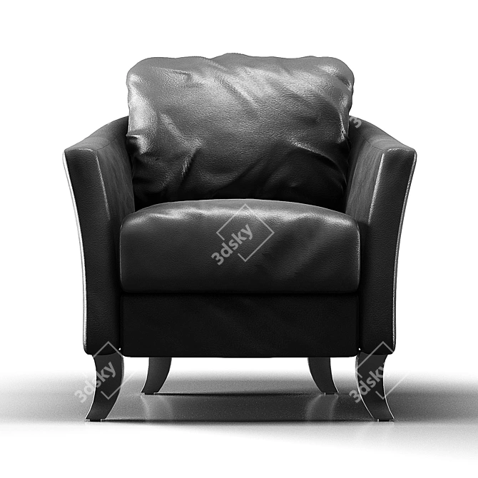 Dark Brown Faux Leather Accent Chair 3D model image 2