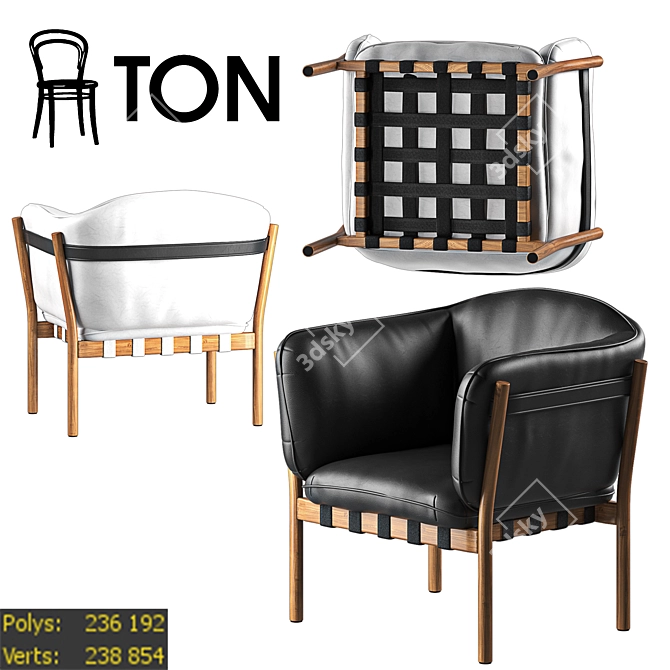 Modern Leather Armchair Set 3D model image 1