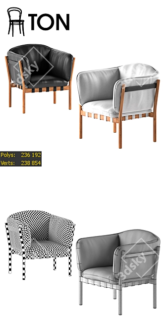 Modern Leather Armchair Set 3D model image 2