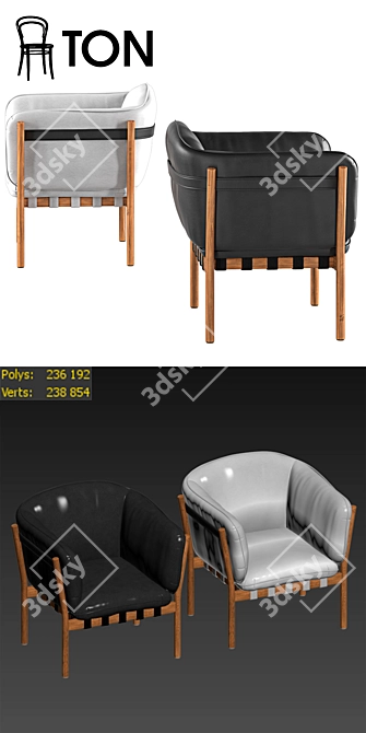 Modern Leather Armchair Set 3D model image 3