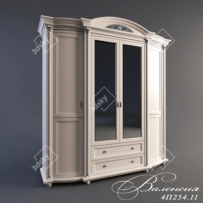 Valencia Wardrobe - Antique Tempered with Silver 3D model image 1