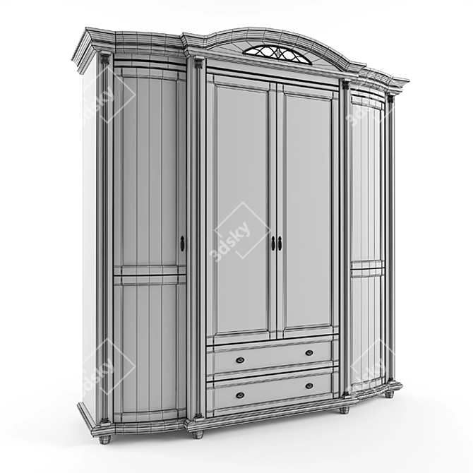 Valencia Wardrobe - Antique Tempered with Silver 3D model image 2