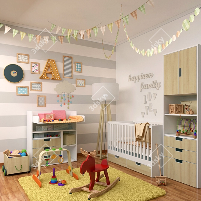 Pastel Dream Children's Decor Set 3D model image 1