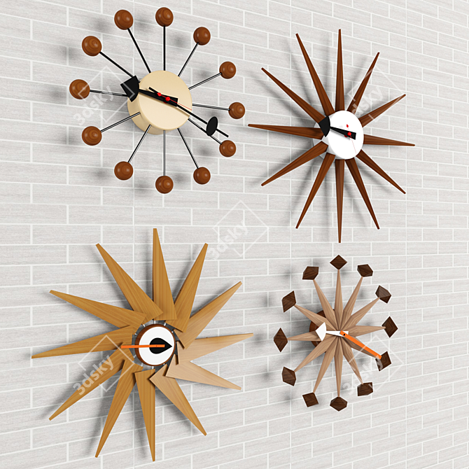 Timeless Collection: Stylish Wall Clocks 3D model image 2