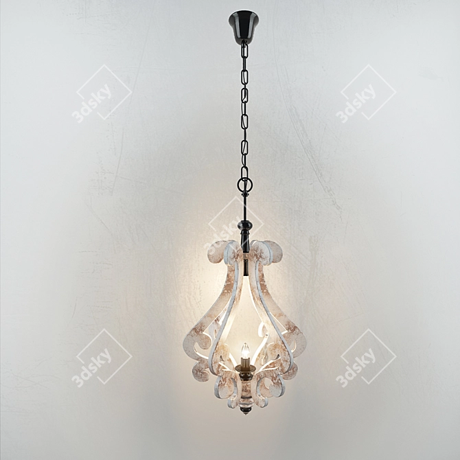 Antique Patina Wooden Designer Lamp 3D model image 2