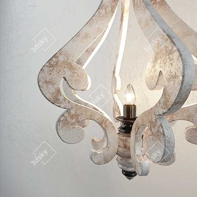 Antique Patina Wooden Designer Lamp 3D model image 3