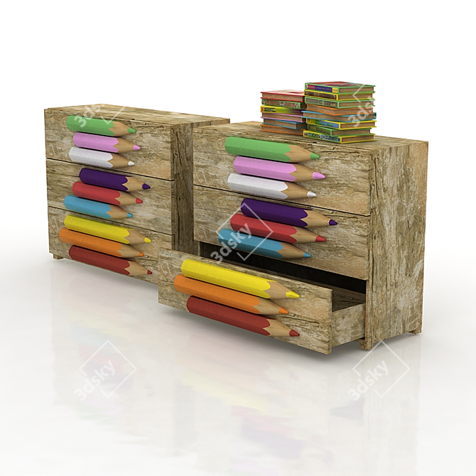 Colorful Pencil Kids Chest: Nature Design 3D model image 1