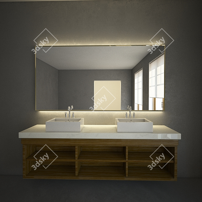 Modern Ceramic Wash Basin 3D model image 2