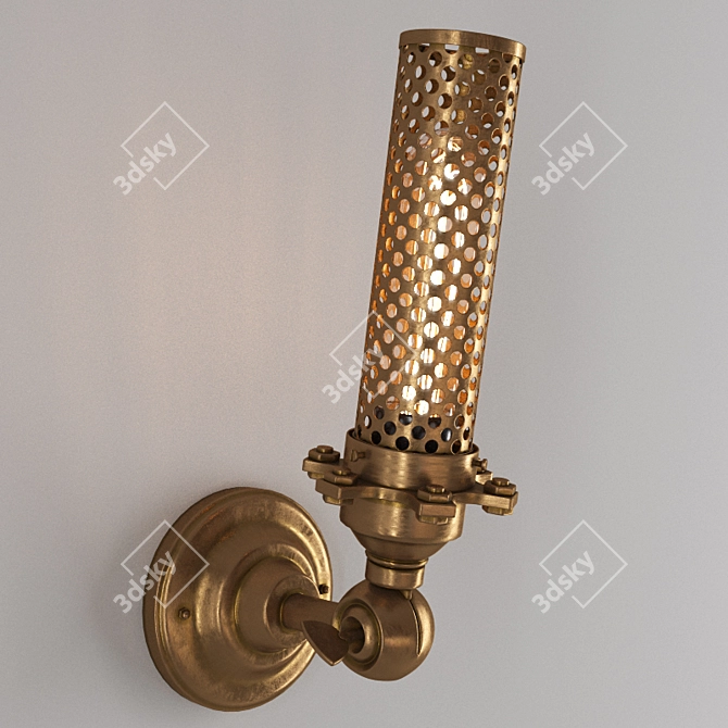 Vintage Brass Wall Lamp 3D model image 2