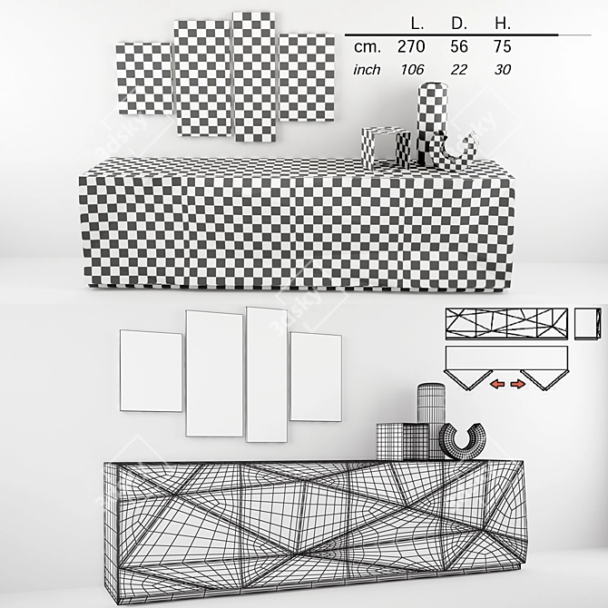 Modern Usona Sideboard: Sleek Design, Folding Doors 3D model image 3