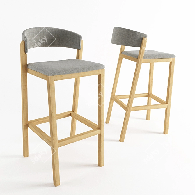 Modern Scandinavian Stool 3D model image 1