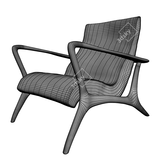 Sleek Modern Vladimir Kagan Armchair 3D model image 2