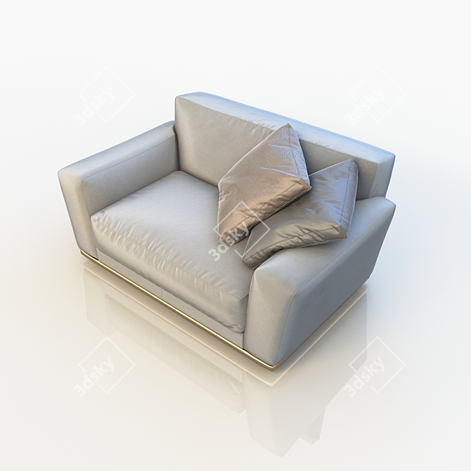 Modern Chic Single Sofa 3D model image 2