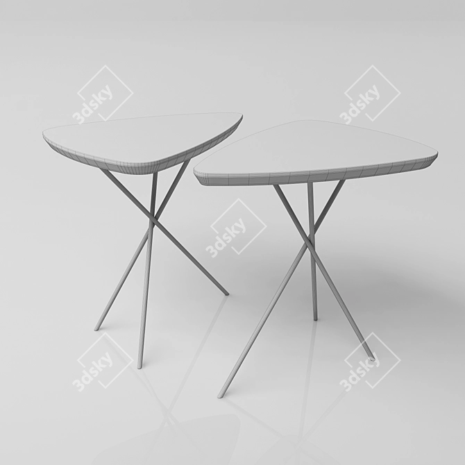 Minimalist Stainless Steel Coffee Table 3D model image 2