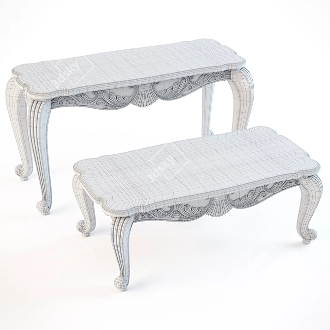 Elegant Shell and Leaf Sofa Table 3D model image 2