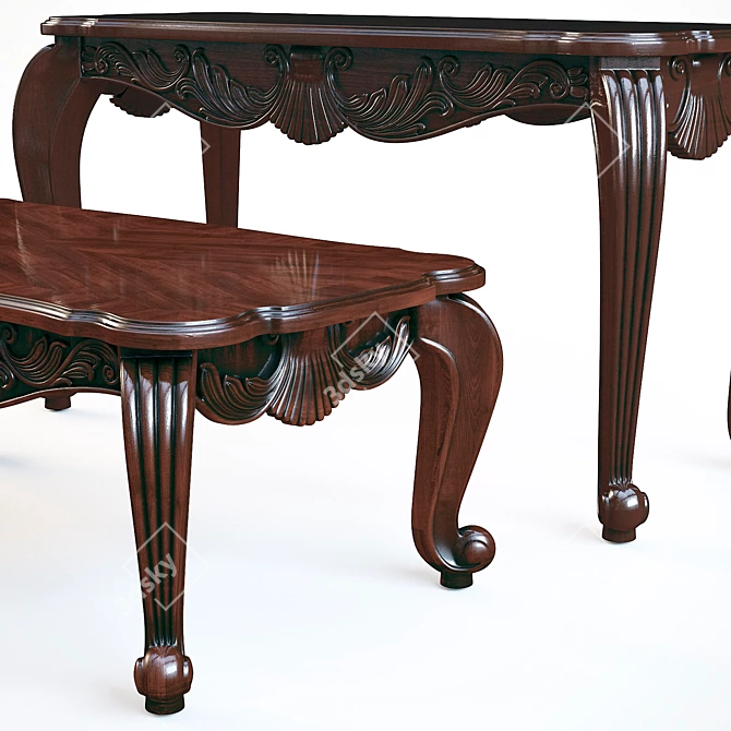 Elegant Shell and Leaf Sofa Table 3D model image 3