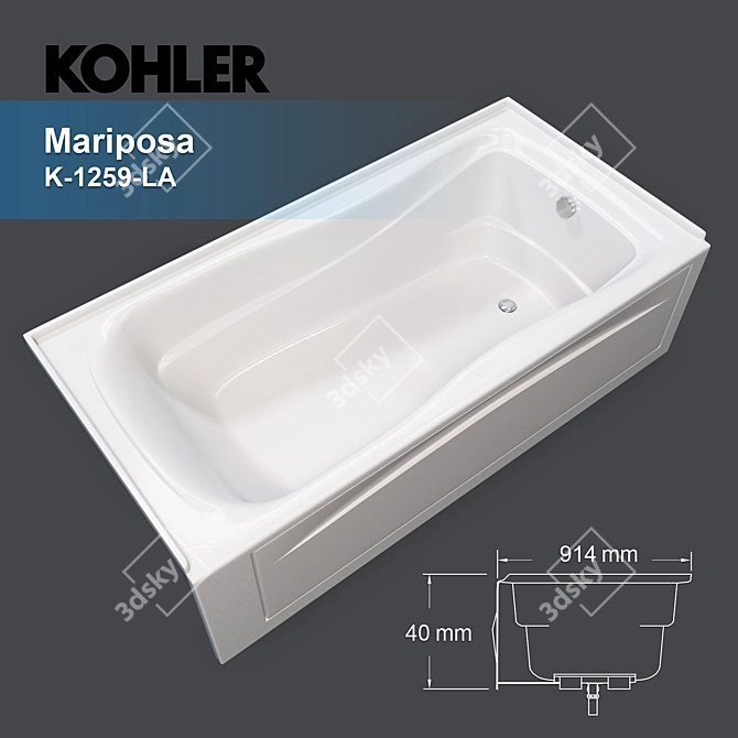 Kohler Mariposa 72" Alcove Bath 3D model image 1