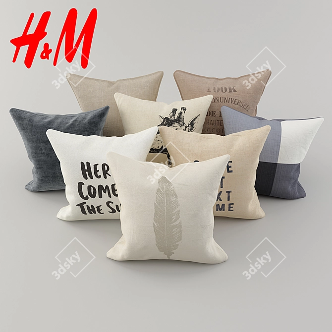 Title: H&M Home 4-Piece Cushion Set 3D model image 1