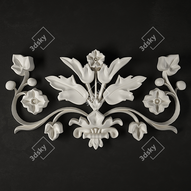 Leafy Floral Stucco 3D model image 1