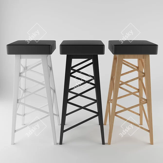 Modern Metal Bar Stool 3D model image 1