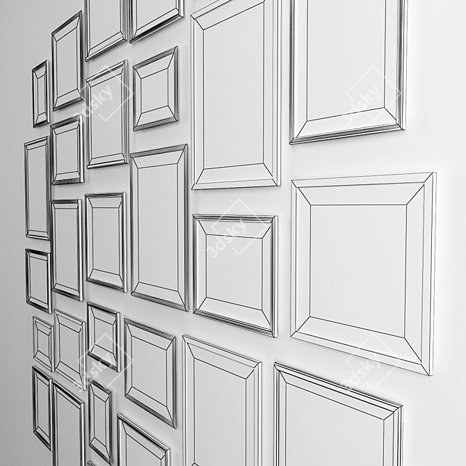 B&W Photo Wall Set 3D model image 3