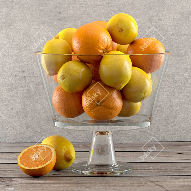 3D Citrus Fruit Set 3D model image 1