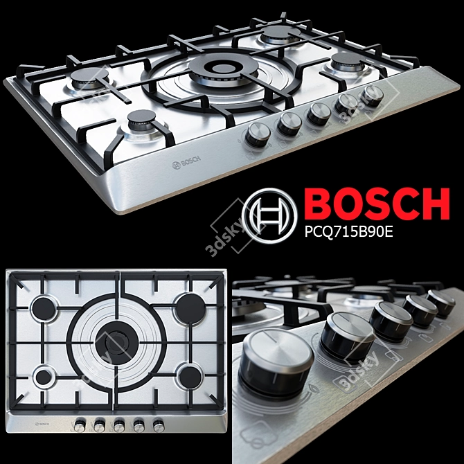 BOSCH PCQ715B90E Gas Cooktop 3D model image 1