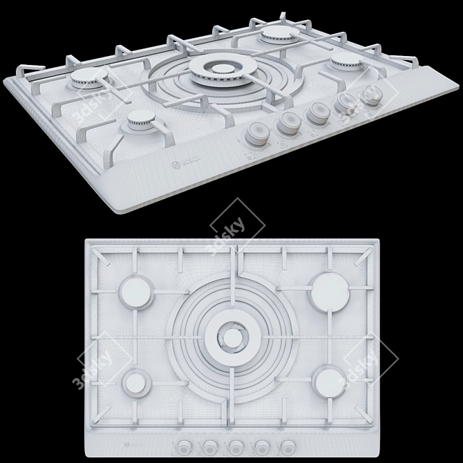 BOSCH PCQ715B90E Gas Cooktop 3D model image 2